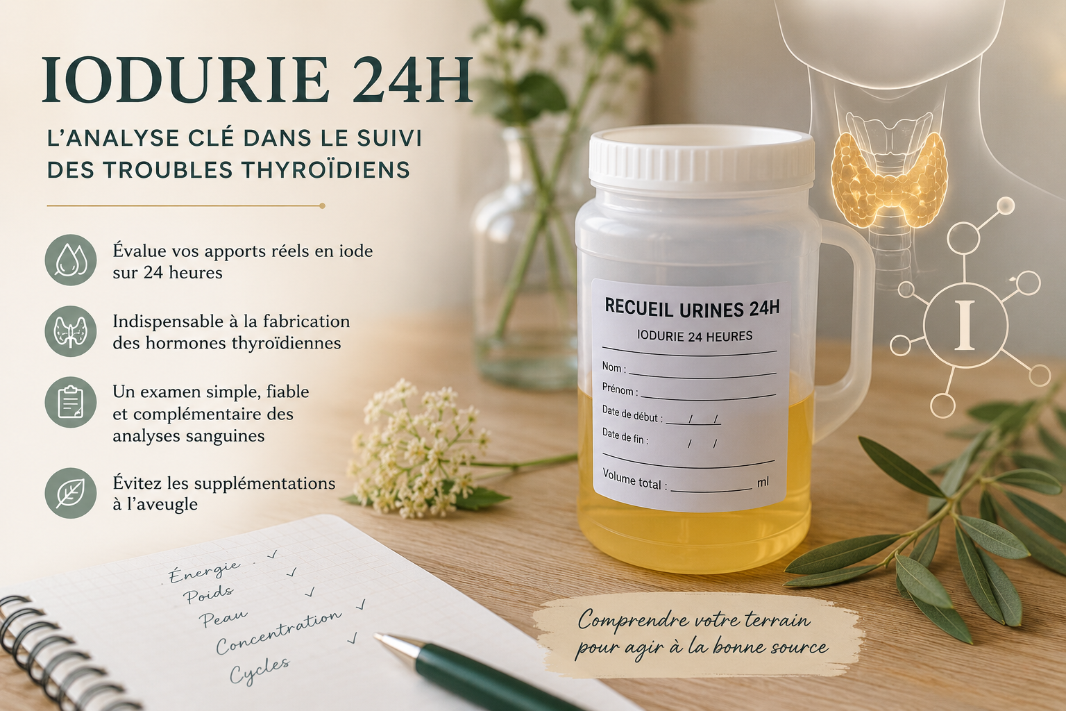 Lire la suite à propos de l’article Analyse d&rsquo;urine 24h thyroïde : pourquoi réaliser une iodurie 24 heures ?